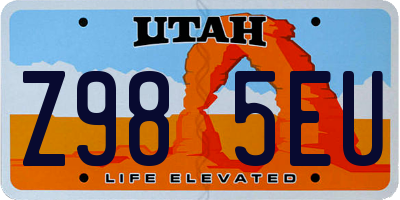 UT license plate Z985EU