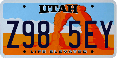 UT license plate Z985EY