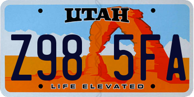UT license plate Z985FA