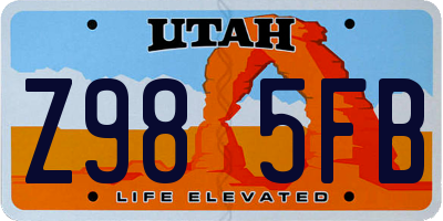 UT license plate Z985FB