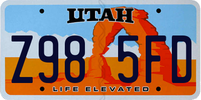 UT license plate Z985FD