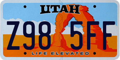 UT license plate Z985FF