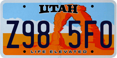 UT license plate Z985FO
