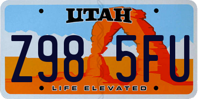 UT license plate Z985FU