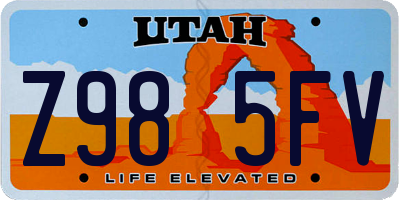 UT license plate Z985FV