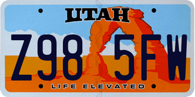 UT license plate Z985FW