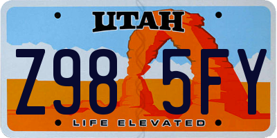 UT license plate Z985FY