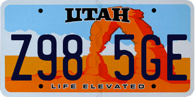 UT license plate Z985GE