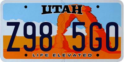 UT license plate Z985GO