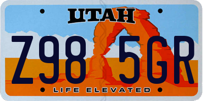 UT license plate Z985GR