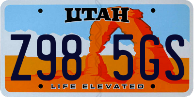 UT license plate Z985GS