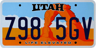 UT license plate Z985GV