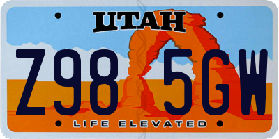 UT license plate Z985GW