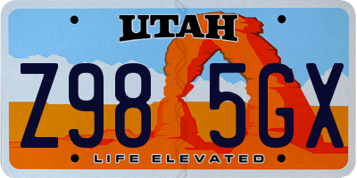 UT license plate Z985GX