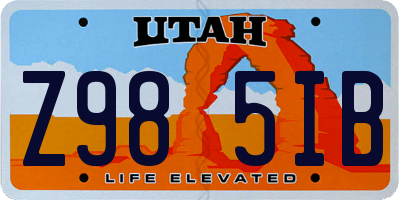 UT license plate Z985IB