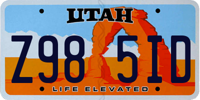 UT license plate Z985ID