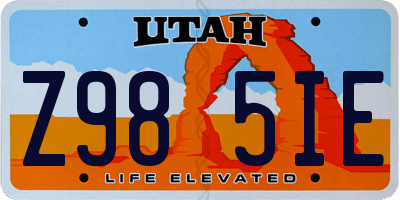 UT license plate Z985IE