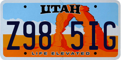 UT license plate Z985IG