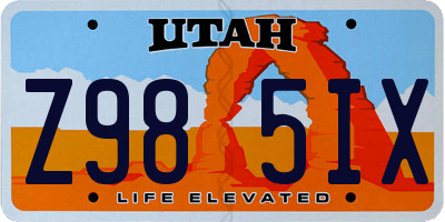 UT license plate Z985IX