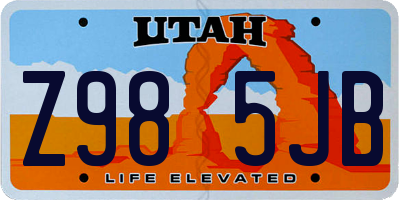 UT license plate Z985JB