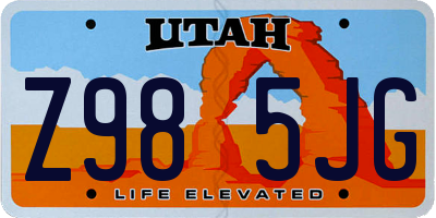 UT license plate Z985JG