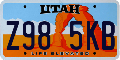 UT license plate Z985KB