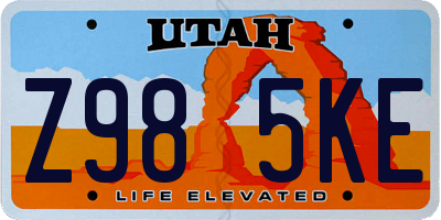 UT license plate Z985KE