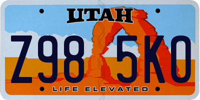 UT license plate Z985KO