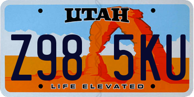 UT license plate Z985KU