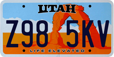 UT license plate Z985KV