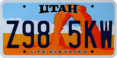 UT license plate Z985KW