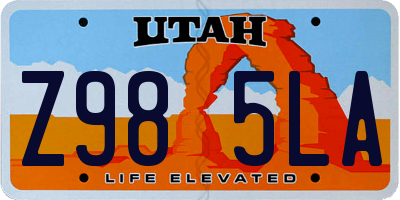 UT license plate Z985LA