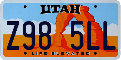 UT license plate Z985LL