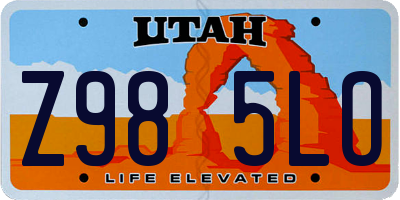 UT license plate Z985LO