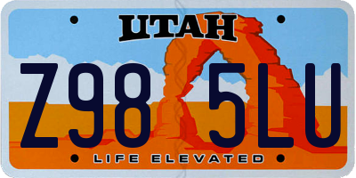 UT license plate Z985LU