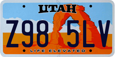 UT license plate Z985LV