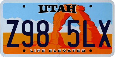 UT license plate Z985LX