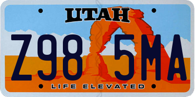 UT license plate Z985MA