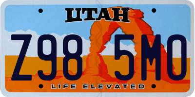 UT license plate Z985MO