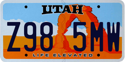 UT license plate Z985MW