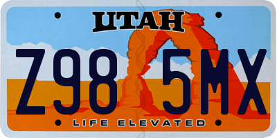 UT license plate Z985MX