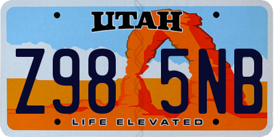 UT license plate Z985NB