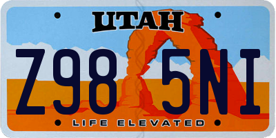 UT license plate Z985NI