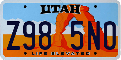 UT license plate Z985NO