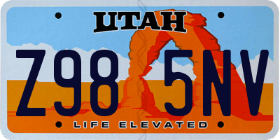 UT license plate Z985NV