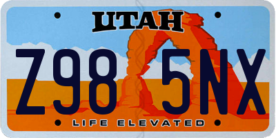 UT license plate Z985NX