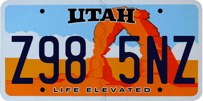 UT license plate Z985NZ