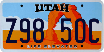 UT license plate Z985OC