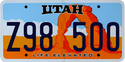 UT license plate Z985OO