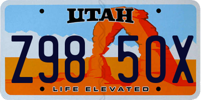 UT license plate Z985OX